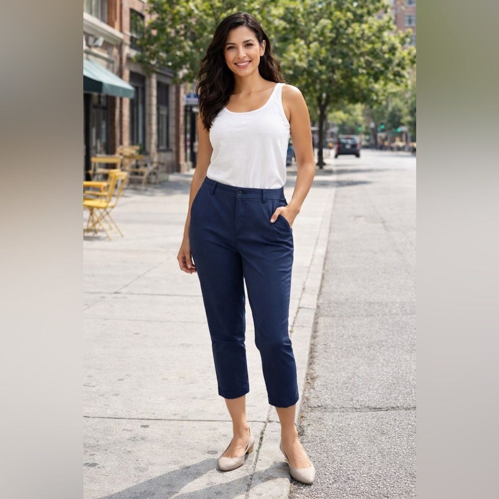 Lauren Ralph Lauren Pants Women's Size 16 Blue Cropped Chino Stretch